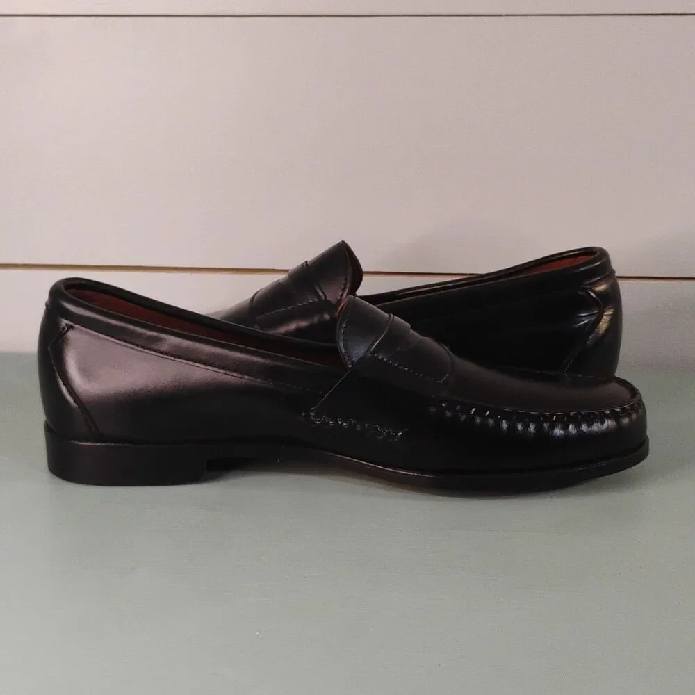 Allen Edmonds Men's Black Leather Penny Slip-On Dress Loafer Almond Toe 11.5B
